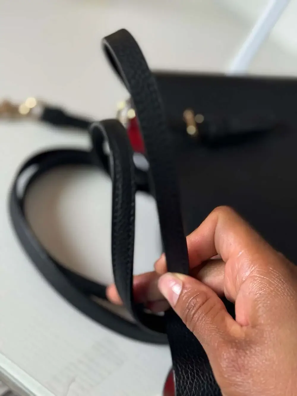 Coach Mollie Tote 25 In Black Leather With True Red Interior